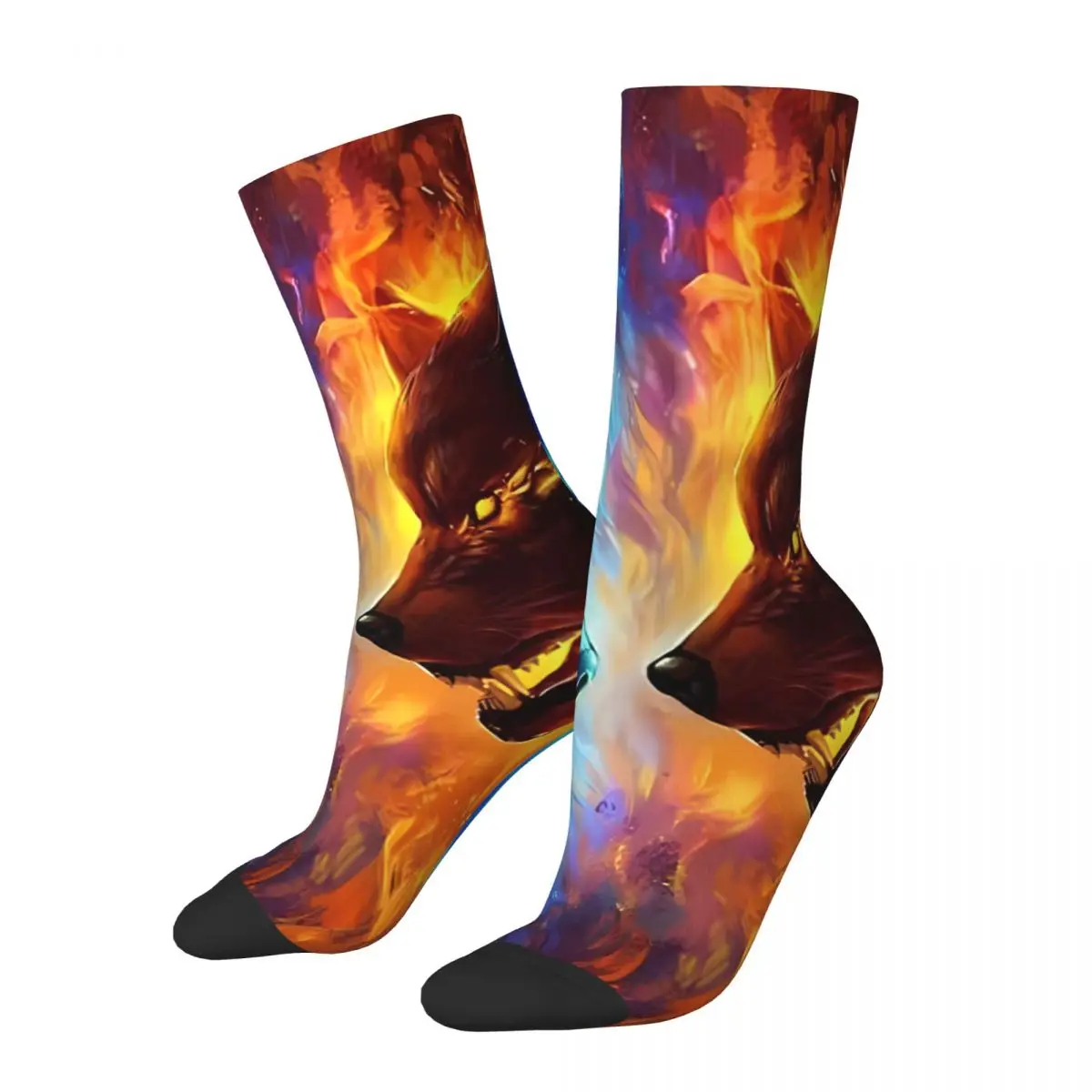 Ice Wolf And Fire Wolf Wolf Rivalry Socks Male Mens Women Spring Stockings Harajuku