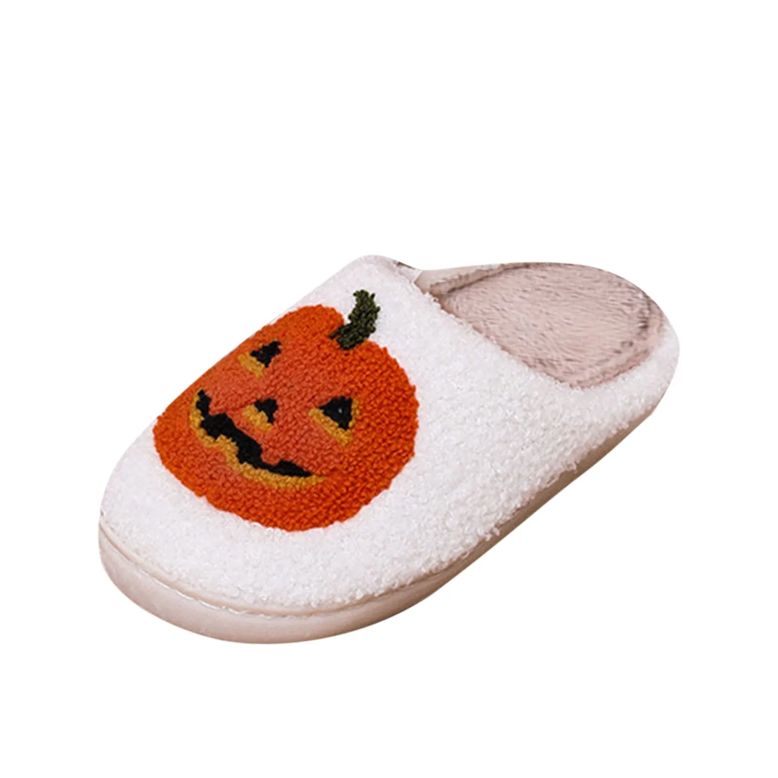 Halloween Pumpkin Slipper Ghost Funny Face Flat Indoor House Shoes Soft Plush Cozy for Women Men Couple Casual Halloween Gifts