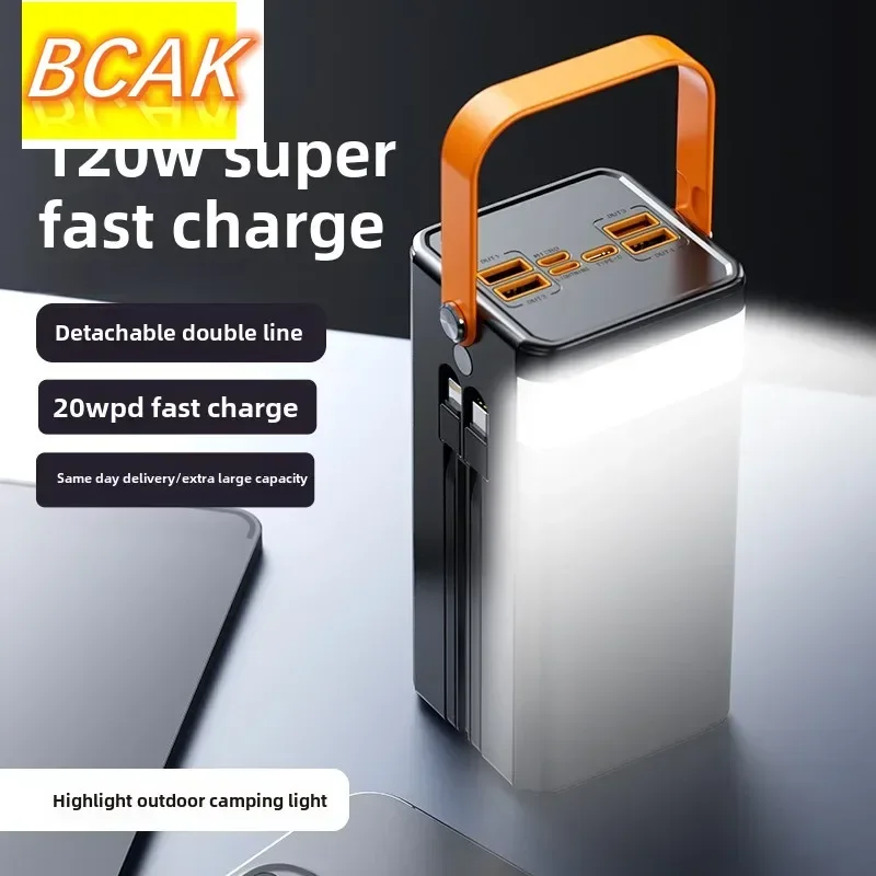 Universal Super Fast Charging 160,000 MAh Power Bank Comes with Line Outdoor Camping Large Capacity BCAK Mobile Power Supply 500