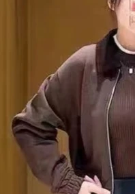 

Women 2025 autumn and winter new brown coat zipper waist ladies warm clothes fashion jacket