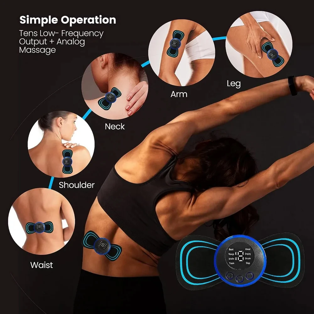 

Portable Mini Massager EMS Muscle Stimulator Gel Cervical Relief Pain Relax Back Massage Patch Neck Massageador Shoulder sticker