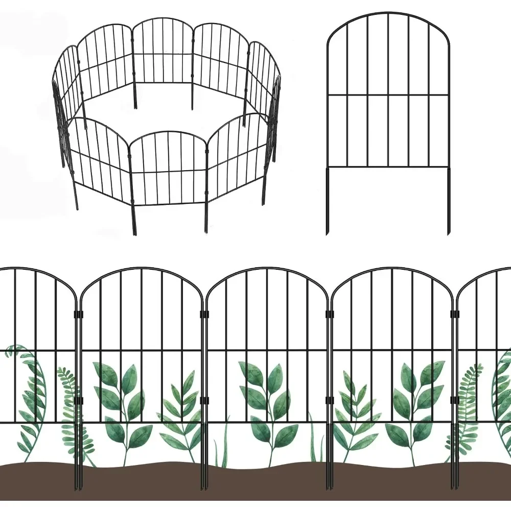 

Garden Fence 10 Panels, 10ft (L) X 24in (H) Rustproof Metal Wire Border Animal Barrier for Dog, Garden Fence