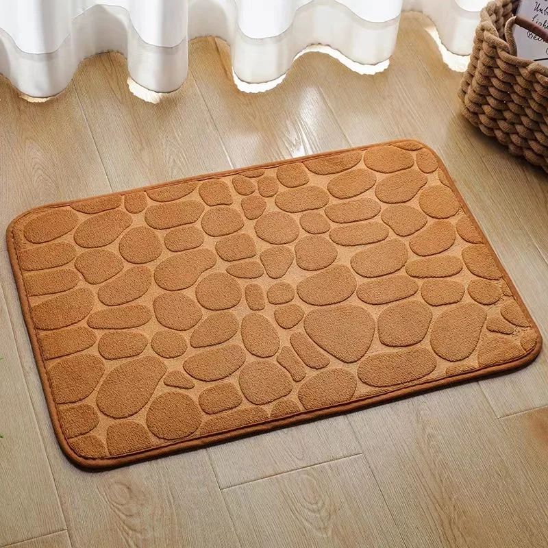 Cobblestone Embossed Shower Antislip Mat Super Absorbent Draining Mat Bathroom Carpet Memory Foam Washable Rug Toilet Floor Mat