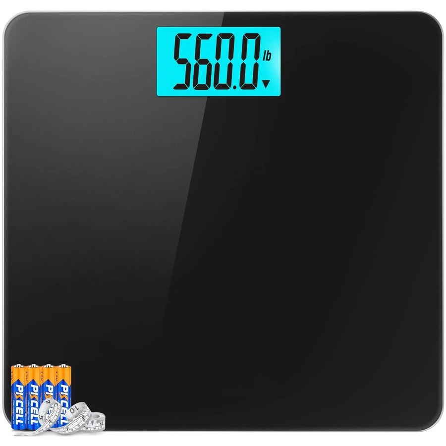 

500lbs Digital Bathroom Scale Heavy Duty Accurate Weighing Machine Wide Platform Large Backlit LCD Display 12.2x12.9inch