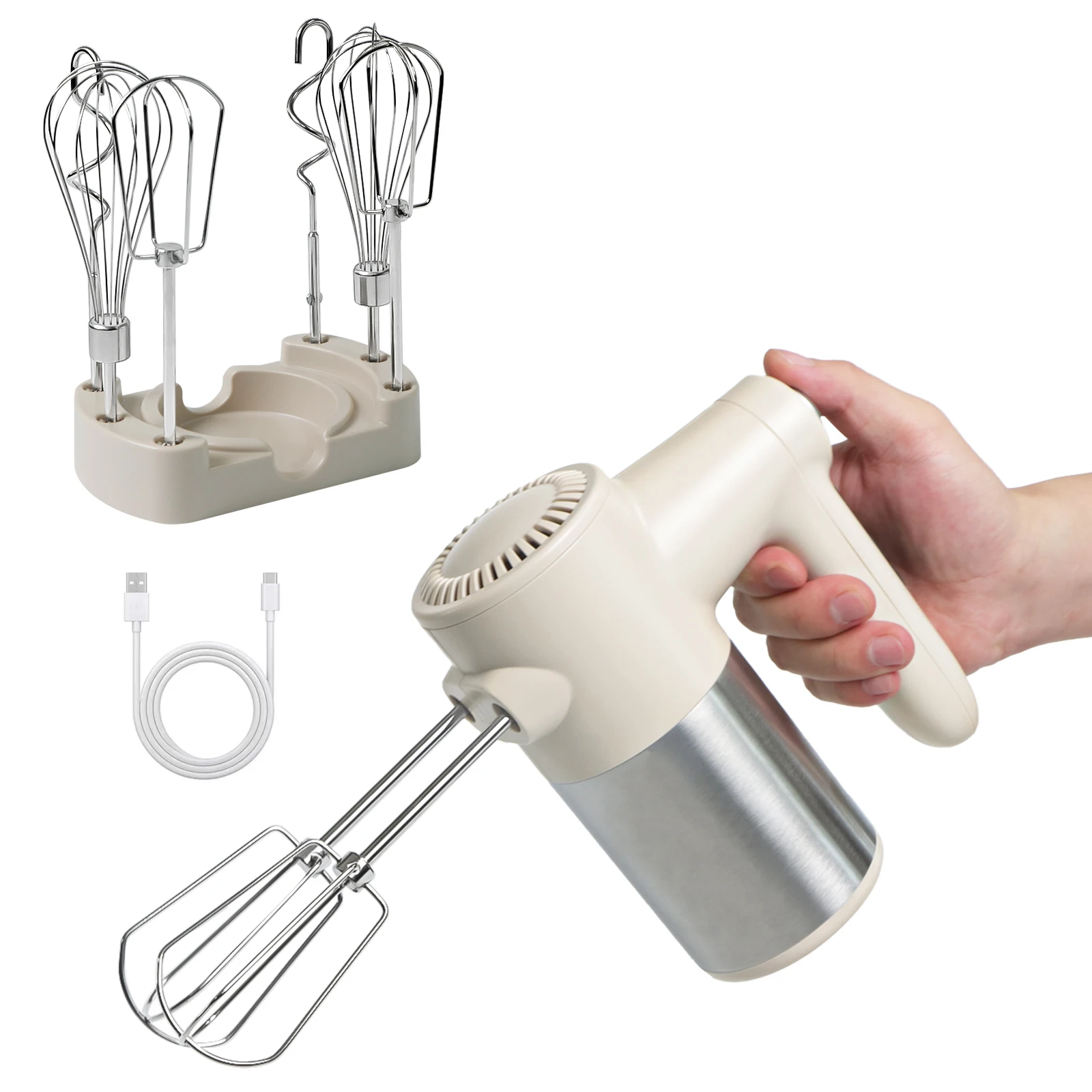 

HAIZHIHUI 6 Heads Wireless Beater,7 Speeds Gears Hand Mixer Electric Whisk USB Rechargeable Handheld Electric Blender