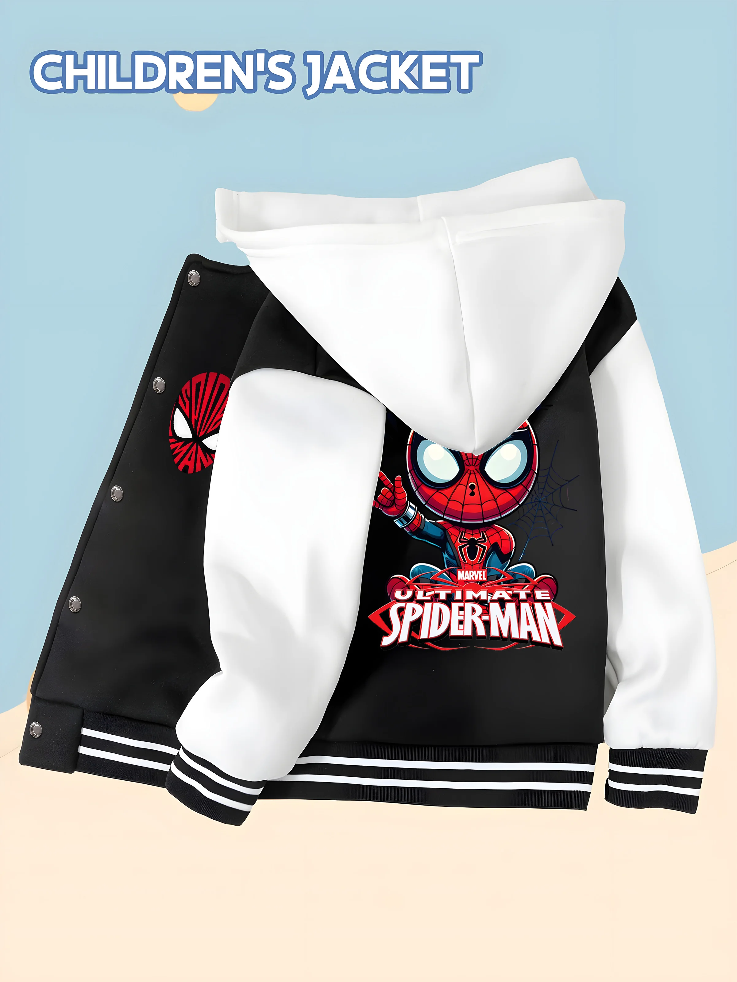 

MINISO Marvel Boys Baseball Jacket - Spider-Man cute soft fabric, daily wear, trendy