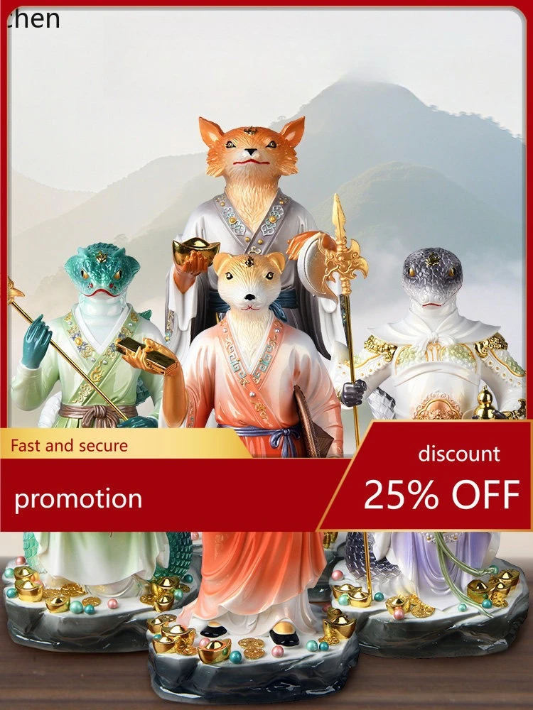 Cz  true body statue ornament imitation porcelain five immortals bring in wealth and treasure statue hall for home worship