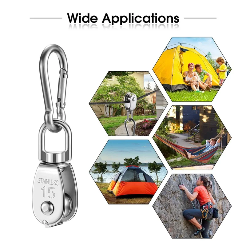 

A18R -304 Stainless Steel Pulley Wire Rope U-Ring Hanger Pulley Hook Hook Saving Tool Easy Install