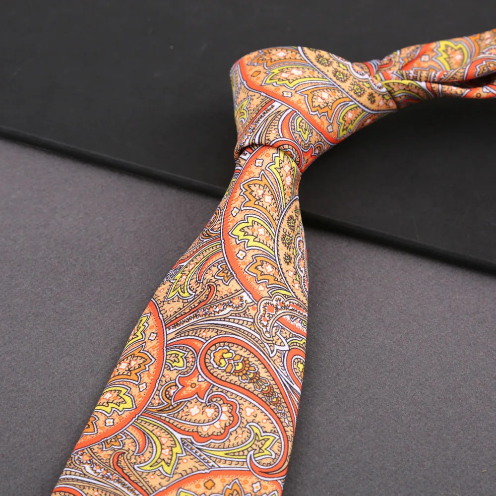 Weiche Herren-Krawatte aus Seidenimitat, bunt, 8 cm, Paisley-Blumen-Punktmuster, Business-Party-Krawatte, Accessoires, Geschenke – Detail 12