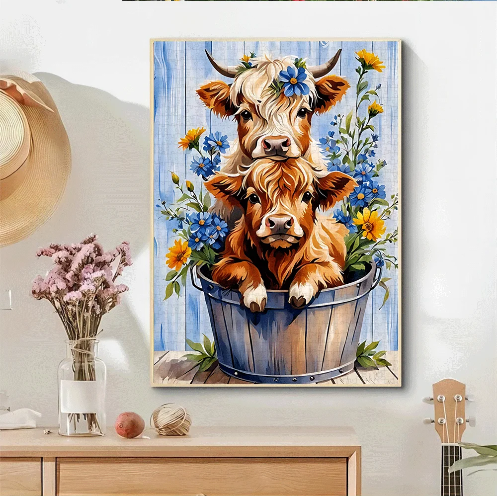 1000 ชิ้น จิ๊กซอว์วัวไฮแลนด์ - ของเล่นจิ๊กซอว์ขนาดใหญ่สำหรับผู้ใหญ่ เกมสร้างปฏิสัมพันธ์ในครอบครัว ของตกแต่งบ้าน DIY ฝึกสมอง เสริมสร้างการเรียนรู้