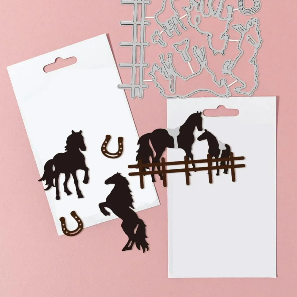 Realistic Horses Cutting Dies Animal Horse Die Cuts Different Horse Forms Metal Embossing Stencils Template for Card Making