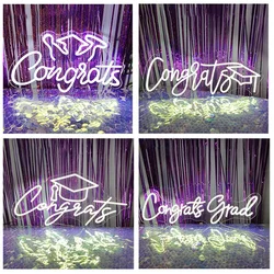 LED Neon Sign Congrats 2024 Graduation Neon LED Sign Congratulation Grad Wall Room Decor Neon Signs for Party Wall Decorations