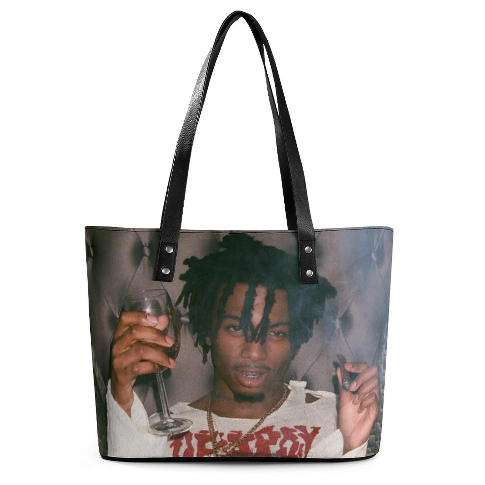 

Self Titled Playboi Carti Design Handbags Asap Wlr Mod PU Leather Shoulder Bag Women Work Print Tote Bag Retro Shopping Bags