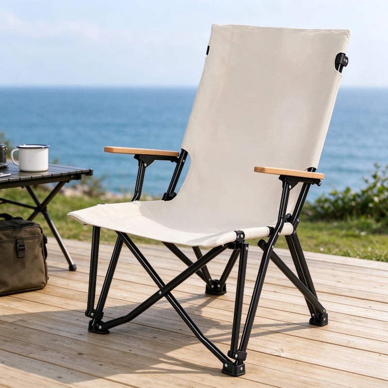 High‑Back Outdoor Folding Camping Recliner, Portable Leisure Chair for Picnic Fishing Beach, Support Bulk Wholesale for Outdoor