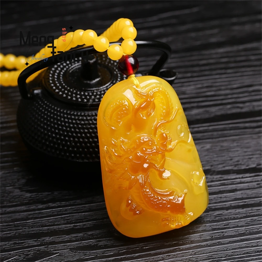 

Amber Dragon Pendant Sweater Chain, Dragon Men's And Women's Sweaters, Collarbone Necklace, Amber Pendant Elegant Exquisite