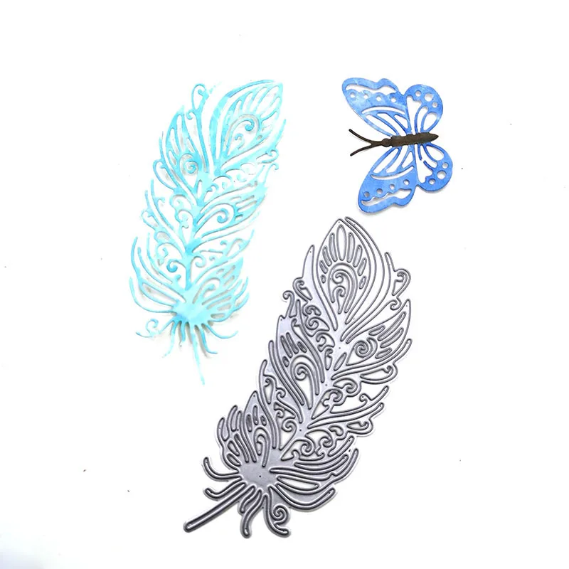 Metalowe matryce do wycinania piór Scrapbooking DIY Metal Craft Die Mold Feather Templates Stencil Photo Album Card Making Supplies