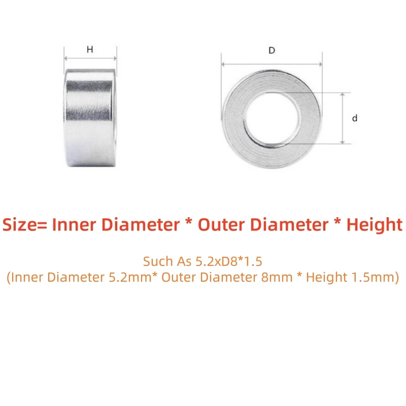 10pcs M4 M5 Aluminum Alloy Flat Washer Gasket Aluminum Bushing Gasket No Thread Standoff Spacer ID 4.1mm/4.2mm/5.2mm OD6mm~16mm