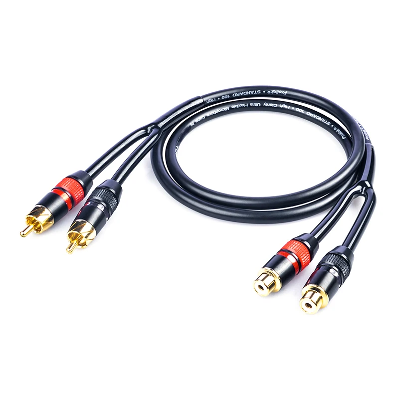 copper double lotus male transfer mother extension cable red and white audio cable RCA stereo dual channel adapter lengthened