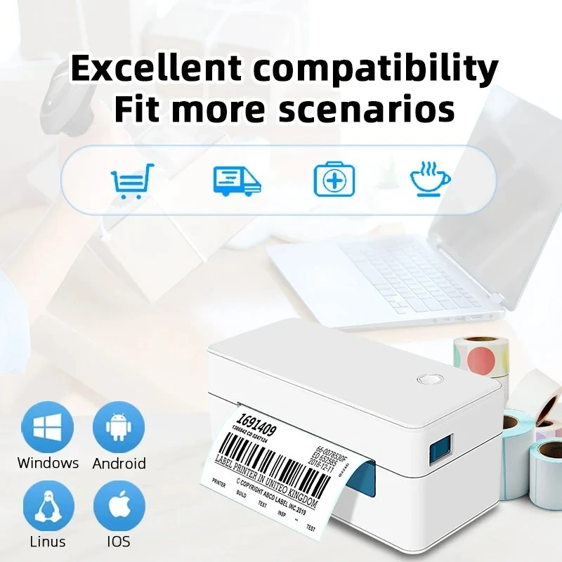 Winpal سطح المكتب طابعة ملصقات الشحن 4x6 بوصة 203 ديسيبل متوحد الخواص USB صانع الحراري للمستودع السريع عالية السرعة 110 مللي متر