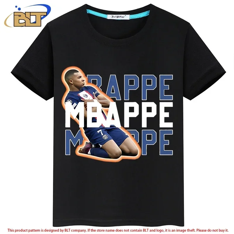 Mbappe avatar printed children's clothing summer children's short-sleeved sports T-shirt personalized tops for boys