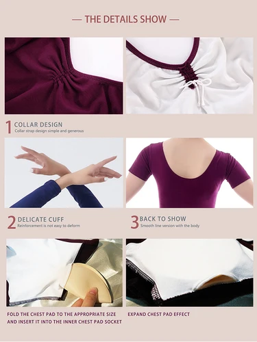 Imagen 2 del producto Speerise-leotardo básico de manga larga para adultos, Body de LICRA con cuello redondo para Ballet, danza y gimnasia