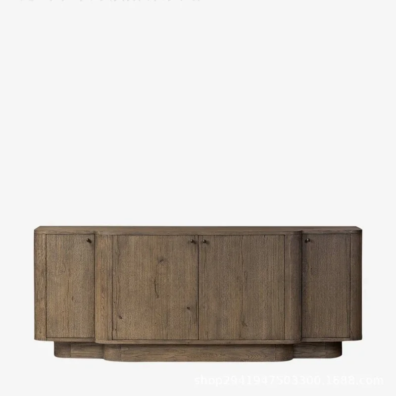 

American retro curved solid wood TV cabinet, living room against the wall bed and breakfast locker, tea cabinet