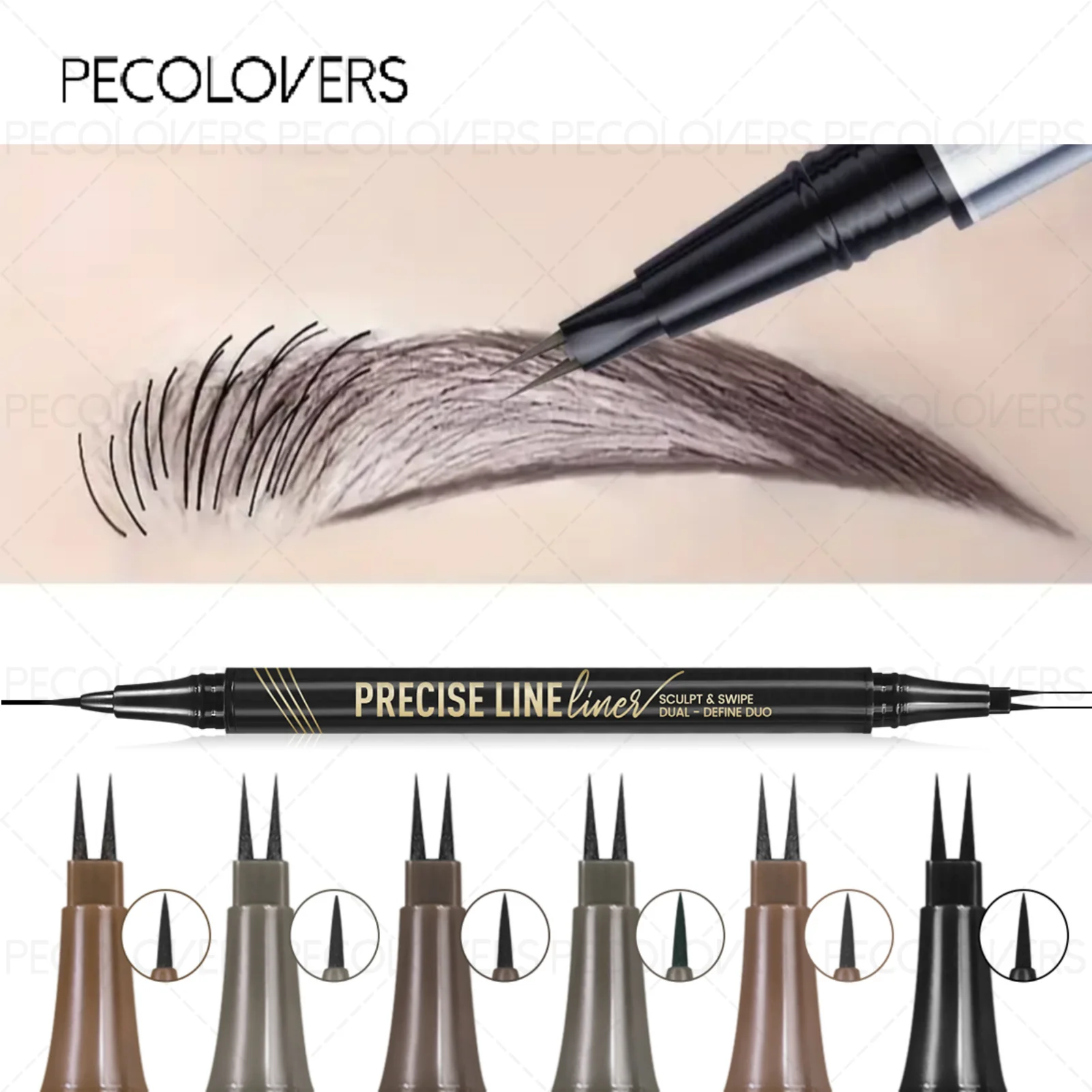 1 lápiz de cejas impermeable de doble punta: no se decolora, aplicación precisa para maquillaje de cejas duradero