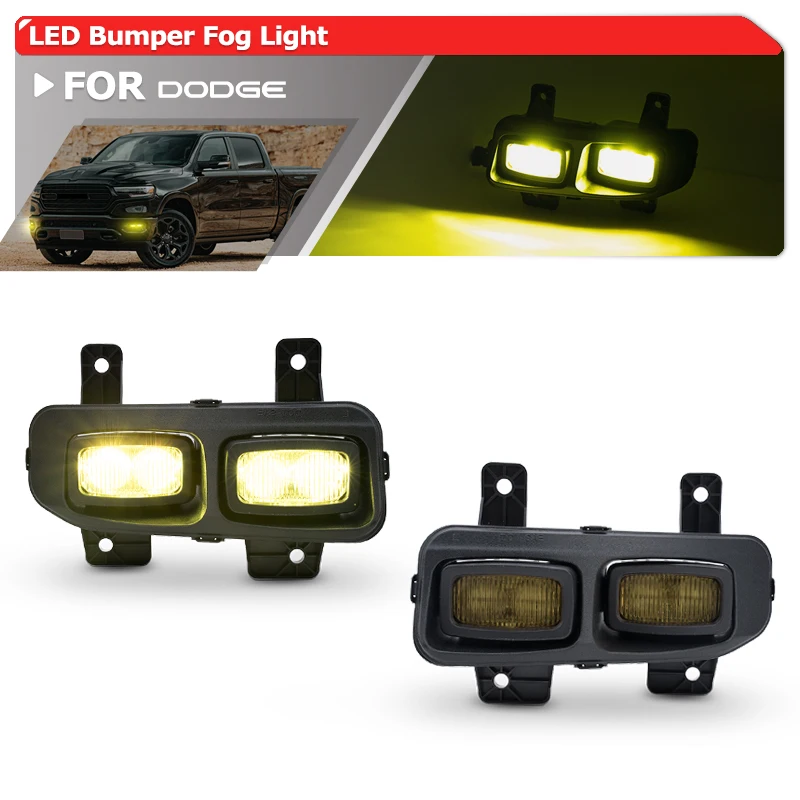 4300K Yellow LED Offroad Bumper Driving Fog Lights For 2021-2026 Chrysler Pacifica 2019-2026 Ram 1500 2500 3500 Off-Road Style