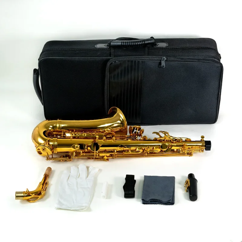 High Quality Gold Lacquer Brass Alto B Key Professional Saxophone Alto Gold