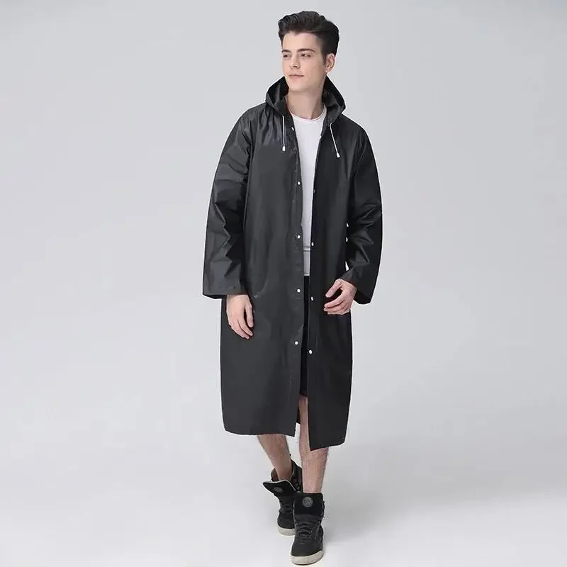 Disposable Eva Raincoat Adult Men's and women's universal black waterproof thickened camping hiking music festival raincoat set