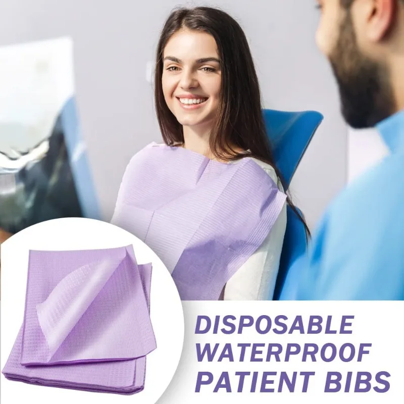 Hot Sale 20 Pcs Disposable Nail Table Towels Mat Purple Dental Bibs 3-Ply Dentist Bibs 13