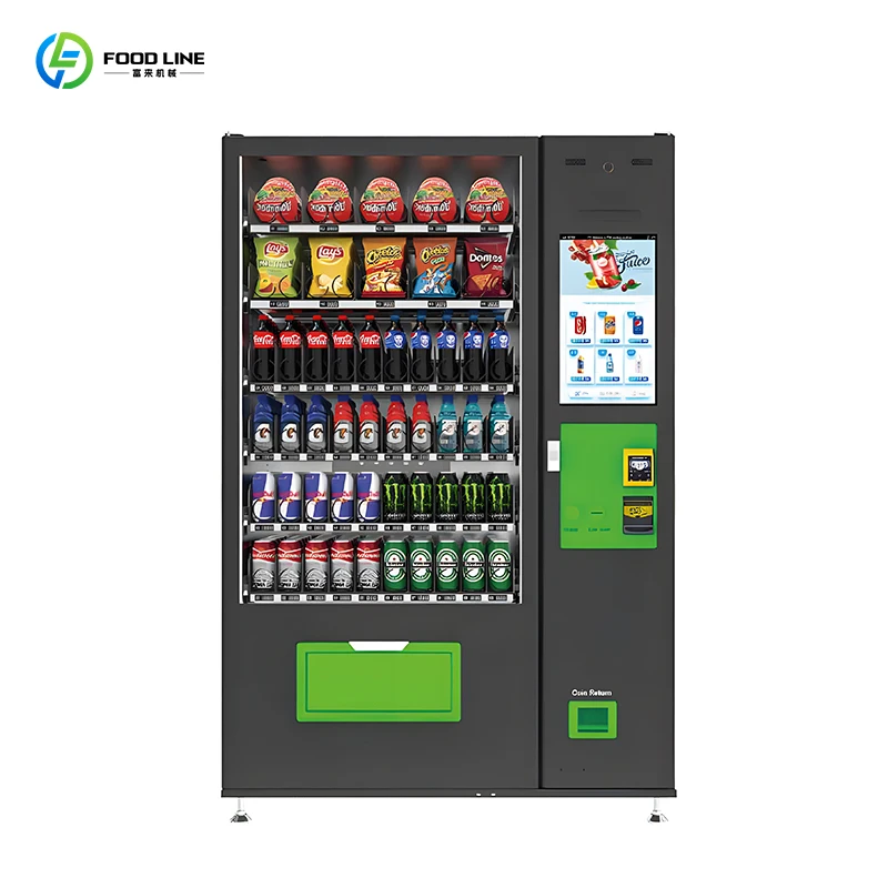 

Customized Self Service Foods and Drinks Vending Machine Credit Reader Mobile QR Code Payment Equipment Business Management Sale
