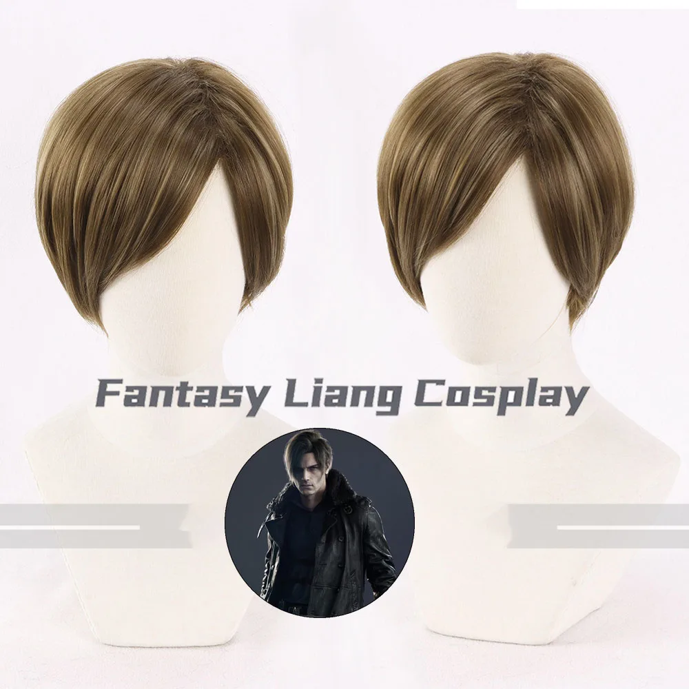 Anime Leon Cosplay Perücke, Aschfarbene Milchtee-Farbe, für Männer, Halloween, Karneval, Party, Weihnachten, Rollenspiel