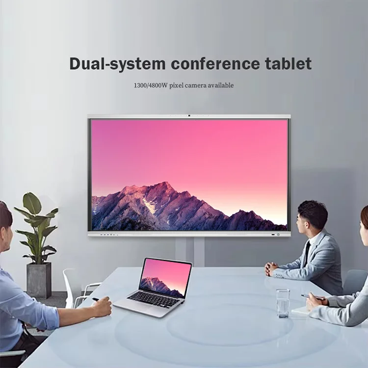 Floor-Standing TV Stand,FOCUSEEN 55/65/75/86/98/100/110-Inch 4K IFPD Smart Board Multi-Touch Interactive Display Pen Finger Touc