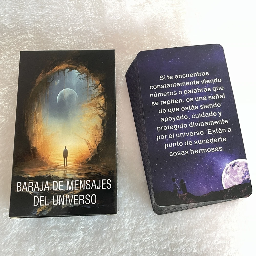 Spanisches Tarot-Deck, Universum-Orakelkarten, Schlüsselwörter-Tarot, Spirit-Nachrichtenkarten, 12 x 7 cm große Tarotkarten, Wahrsagespielzeug – Detail 2