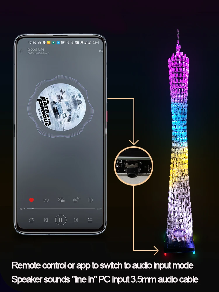 DIY kit de solda eletrônica 32 Camadas RGB Light Cube Canton Tower Microcontrolador Bluetooth música APP controle