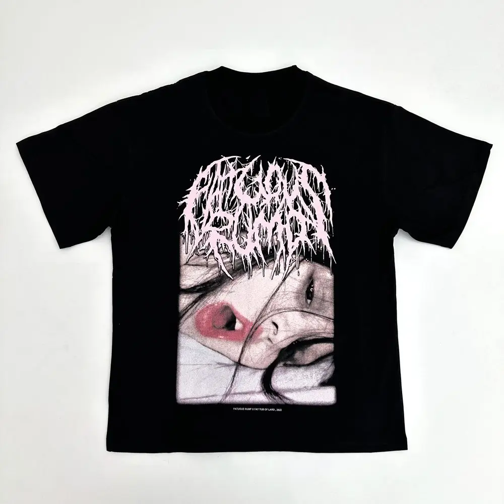 Death Wish Playboi Carti Slogan Fatuousness American Trend Graphic Short-Sleeve Cotton T-Shirt