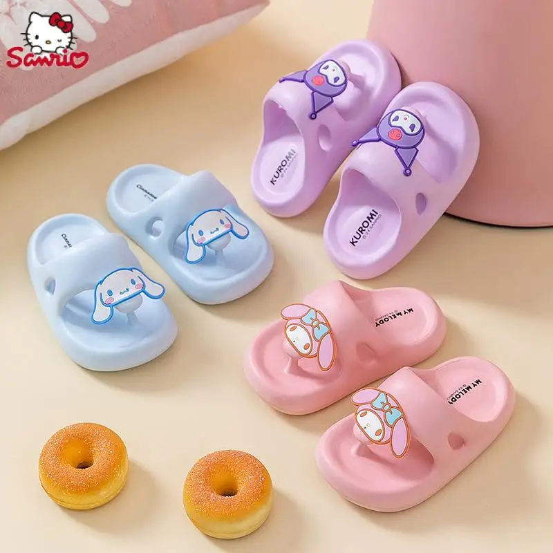 

2024 New Kawaii Sanrio Anime Children Slippers Cute Hello Kitty My Melody Kuromi Cartoon Summer Home Sandals Gifts for Girls