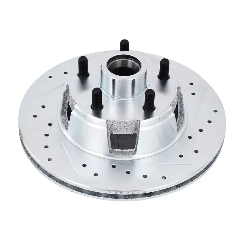 White Zinc LH Front Drilled Slotted Brake Rotor 5406 BR-5406LX-Z For 1964-1967 V8 Retro Classic Car Brake Parts