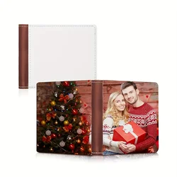 1pc Brown Sublimation Wallets for Custom Designs, Heat Transfer Business Card Holder & Travel Wallet 11x10cm