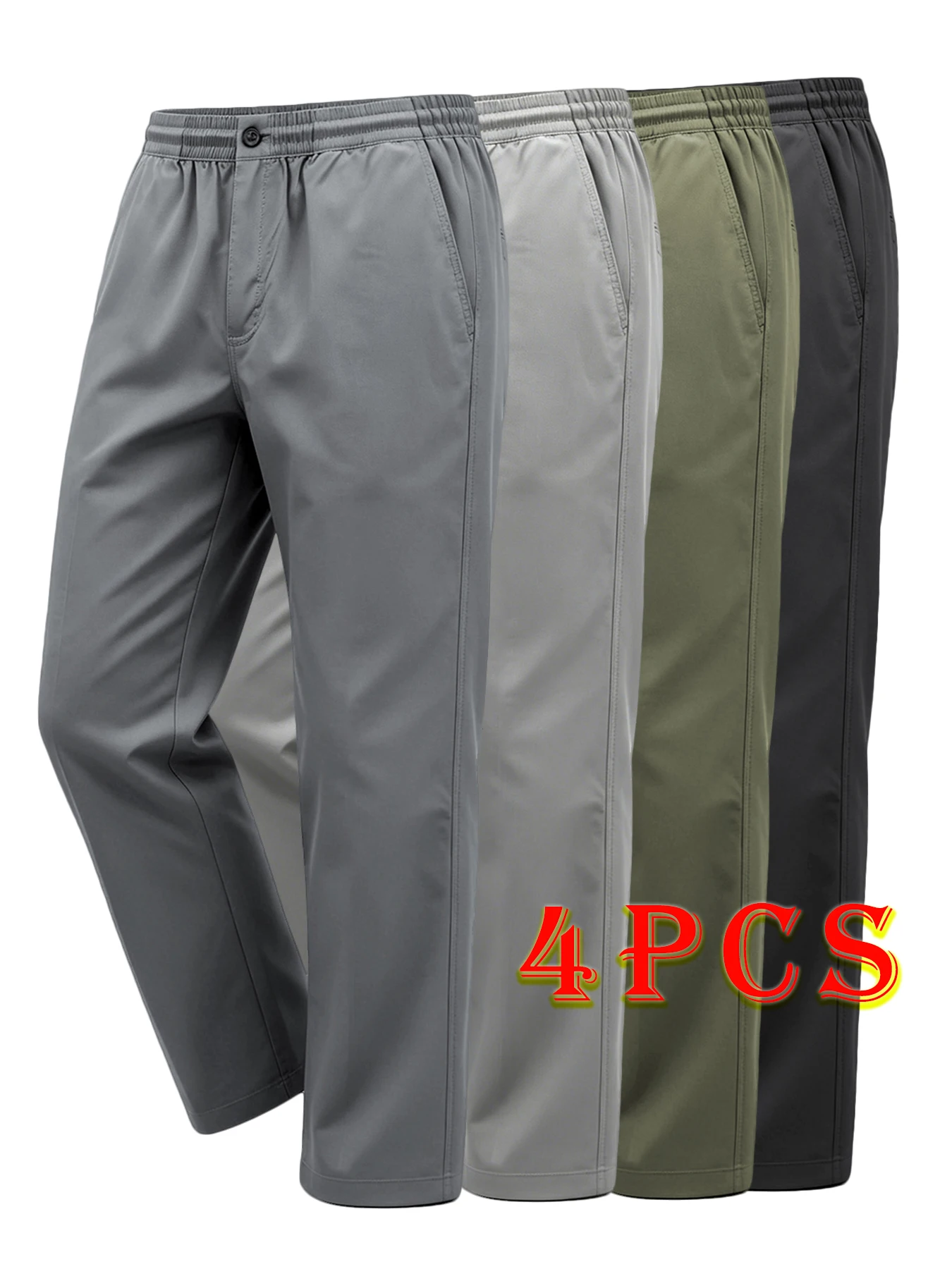 

4Pcs Mens Casual Jogger Pants Relaxed Fit Cargo Pants Drawstring Sweatpants Hiking Outdoor Twill Sport Pants