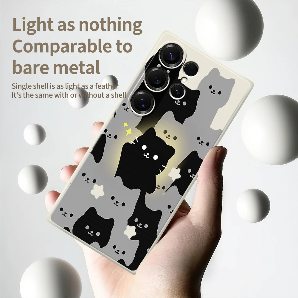 귀여운 고양이 폰 케이스 삼성 갤럭시 S25 S24 S23 S22 S21 S20 울트라 플러스 S10 S20 FE S21FE S23FE S24 FE 5G 실리콘 커버