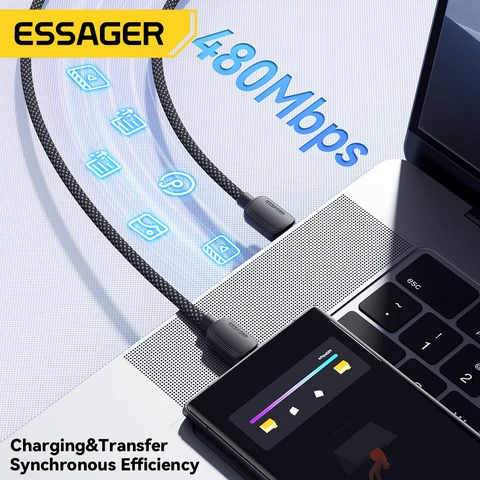 Essager USB C to Type C кабель 5A 100W для быстрой зарядки и передачи данных, 3M — детальный вид товара