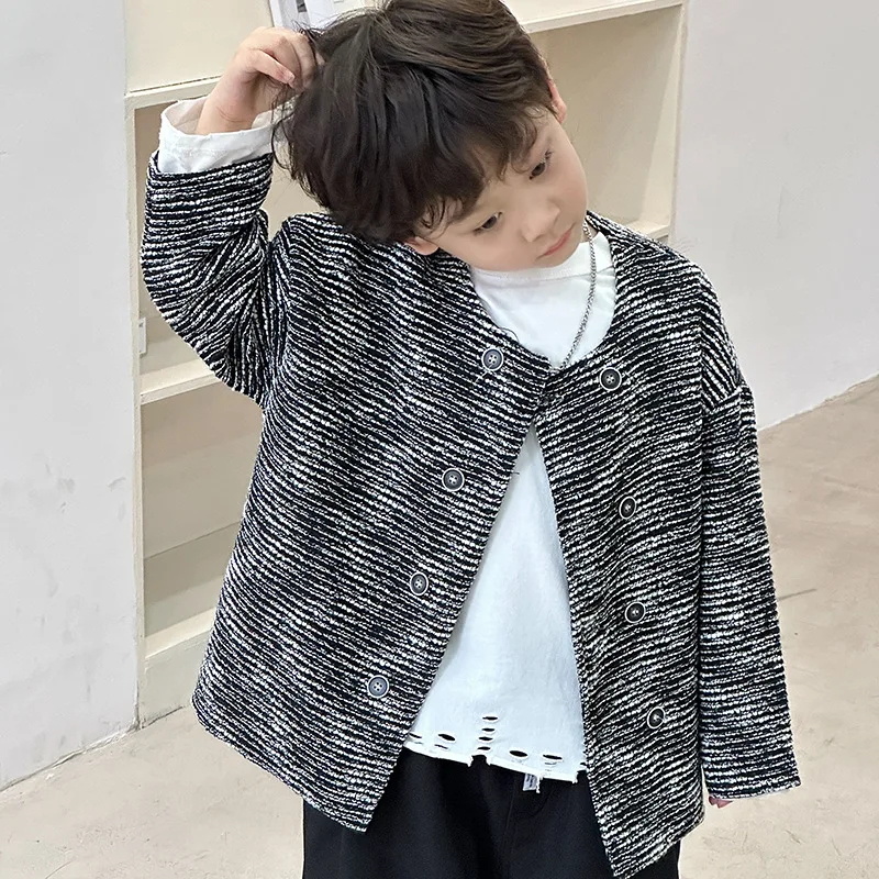 Boys Jacket 2024 Autumn New Children Handsome Small Fragrant Top Medium and Small Children Spring and Autumn Jackets