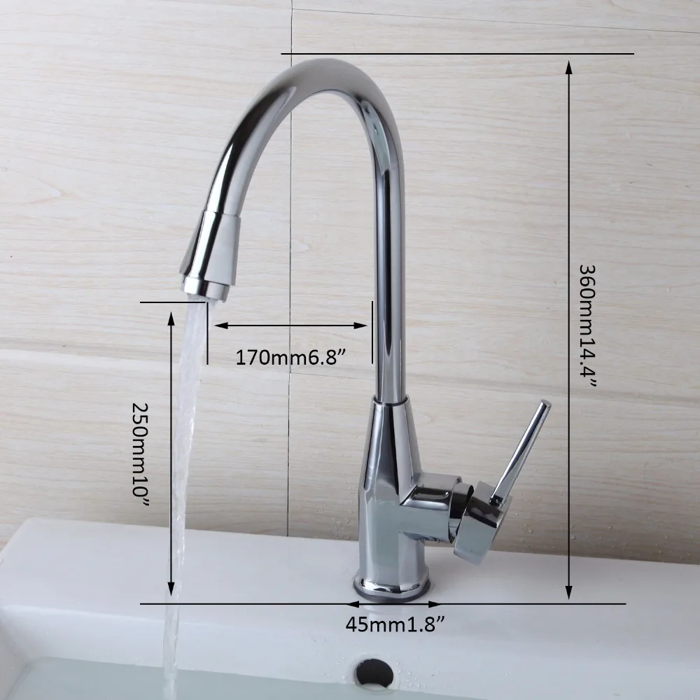 KEMAIDI  Kitchen Sink Faucet Deck Mounted Single Lever Kitchen Sink Faucets Hot Cold Mixer Tap 360 Swivel Spout