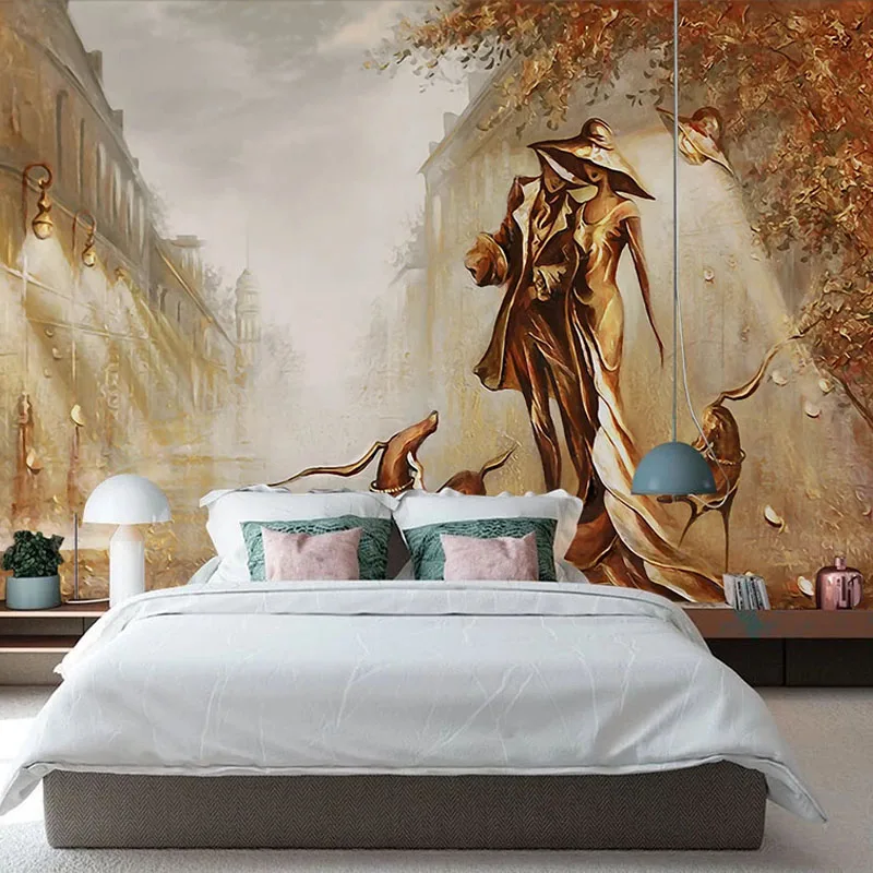 

Фотообои 3D: Стереоскопические Золотые Фигуры, Уличные Фрески, Самоклеящиеся Аксессуары, Декор для Стен, Фрески (Papel De Parede)