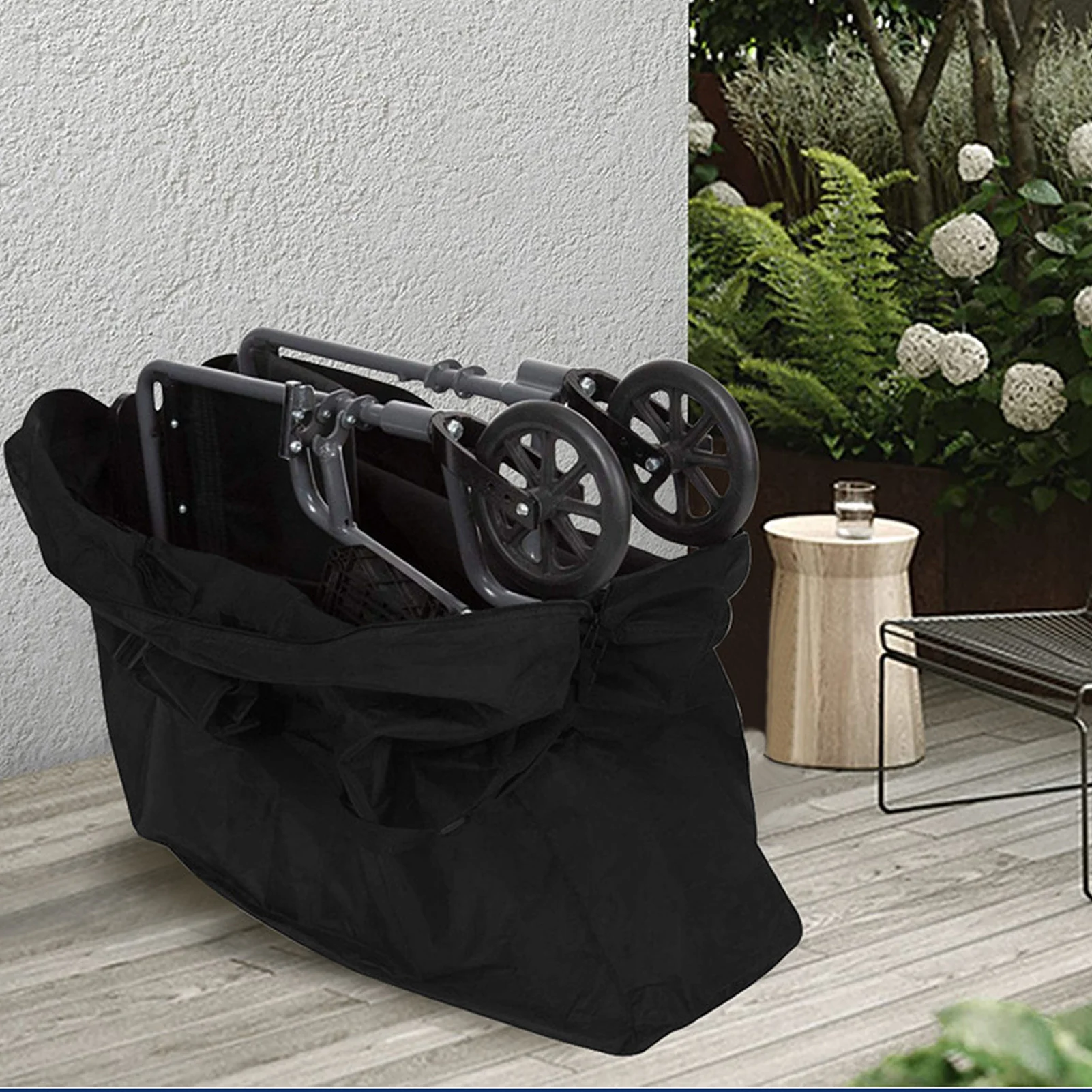 Wheelchair Bag Waterproof Large Capacity Oxford Cloth Foldable Wheelchair Travel Bag for Travel Outdoor Black