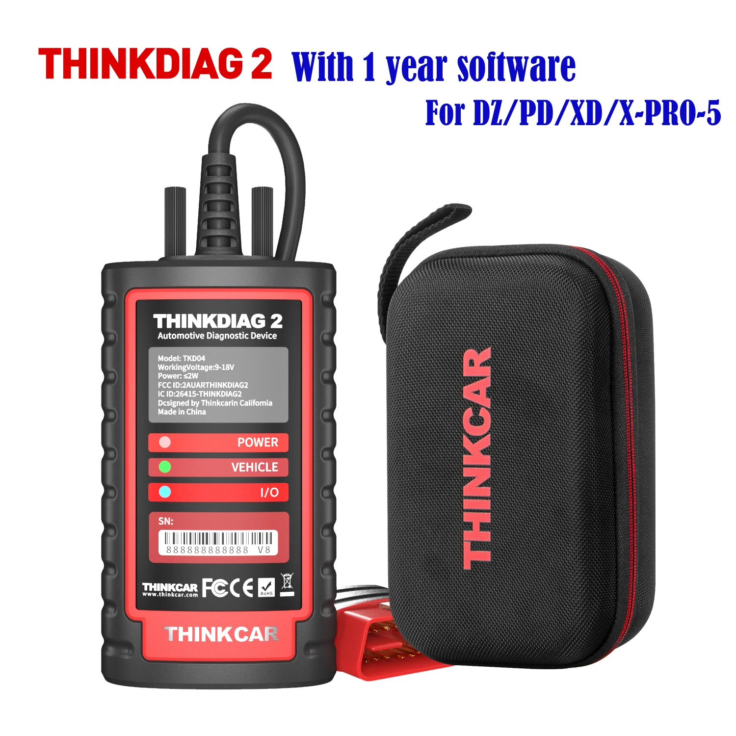 

ThinkDiag 2 with 1 year software Update Auto Diagnostic tool support CAN FD ECU Coding Active Test 16 reset OBD2 Scanner