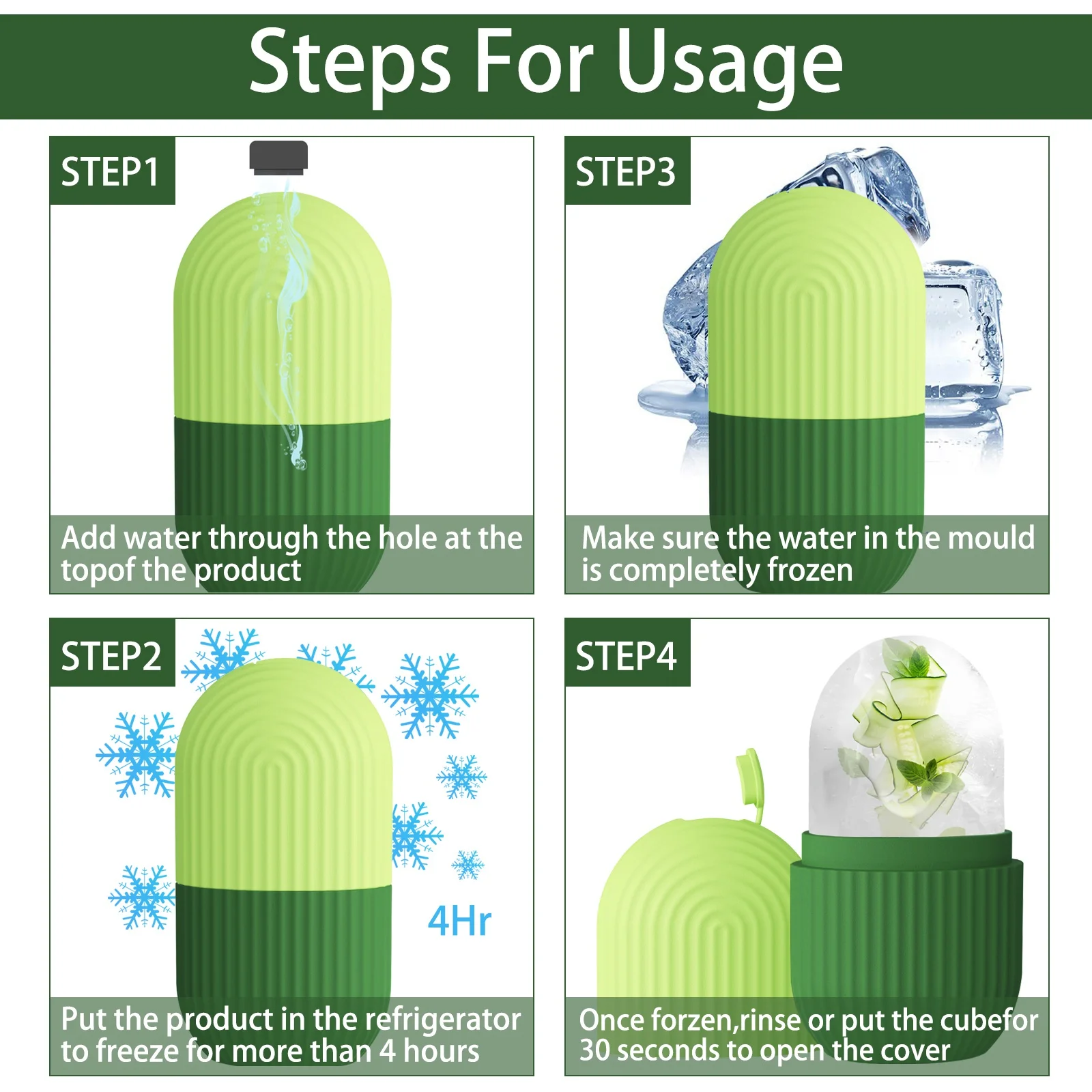 قالب أسطوانة من السيليكون لشبكة الثلج لتجميل الوجه لرفع البشرة وتهدئة حب الشباب وأداة علاج الوجه والعناية بالبشرة ﻿ ﻿