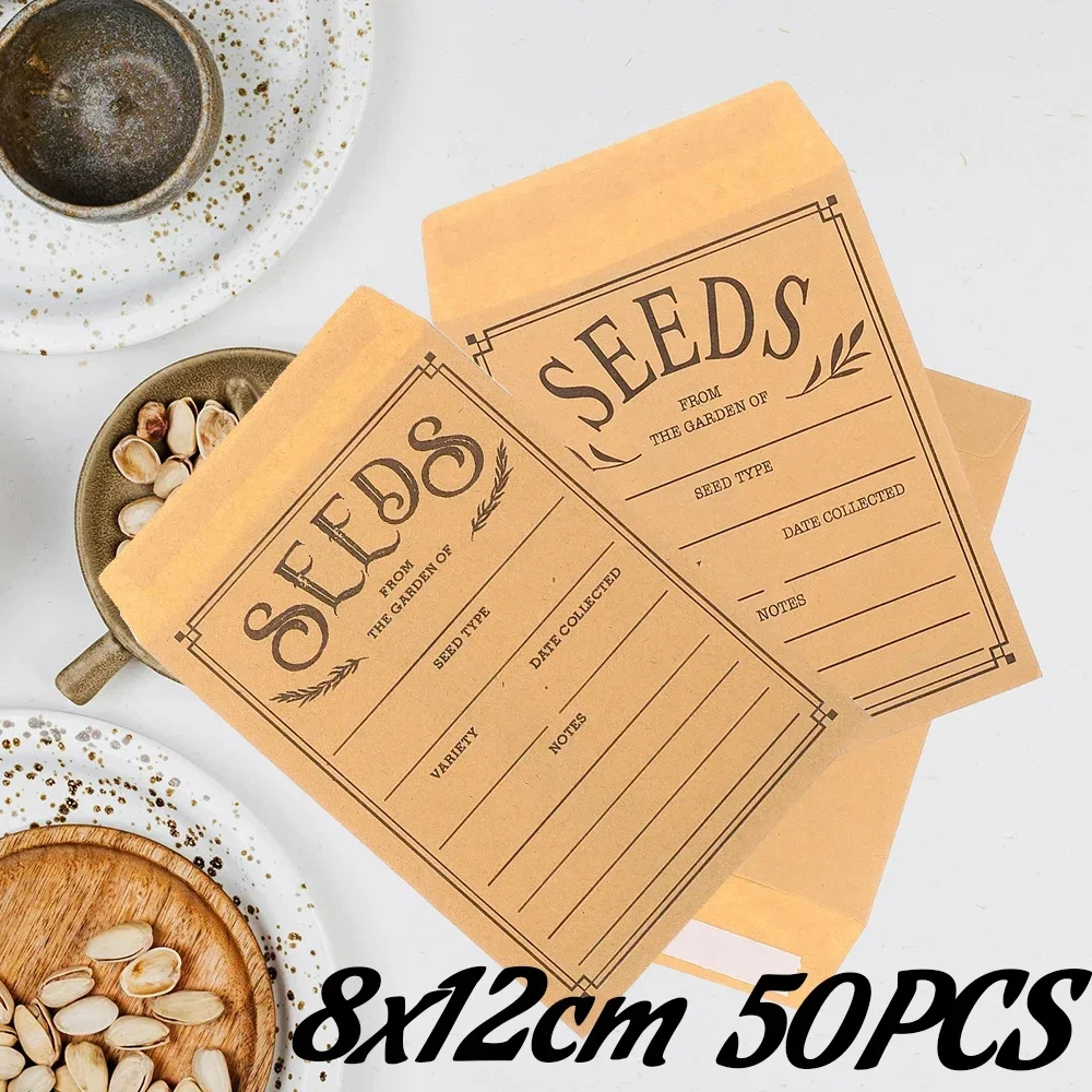 50PCS Seed Packets Saving Envelopes Paper Organizer Small Seeds Mini Money Coins for Poly Mailers Title Notes Kraft Paper Bag